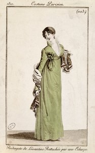 Surdut lewantyński zapinany na szalik, modna blaszka z kostiumu Parisien, 1810 autorstwa French School