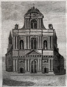 Kościół Saint Gervais Saint Protais (Saint-Gervais-Saint-Protais) (fasada Klemensa II Metezeau) Paryż (4. dzielnica) Rycina w „” Historii fizycznej, obywatelskiej i moralnej Paryża: od najdawniejszych czasów historycznych do współczesności ” Jacques Antoin autorstwa French School