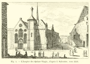 Hospicjum Quinze-Vingts, według I Sylvestre, ok. 1546 r. autorstwa French School