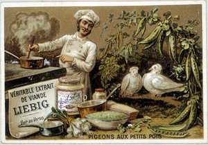 Przepisy Liébiga: gołębie z groszkiem - chromo. autorstwa French School