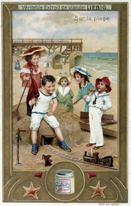 Seria chromolitografii Liebiga „Gra plażowa” dzieci. sd. 19 wiek autorstwa French School