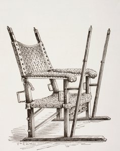 Krzesełko do kuwety używane przez Carlosa I z Hiszpanii, z Les Arts au Moyen Age, opublikowane 1873 autorstwa French School