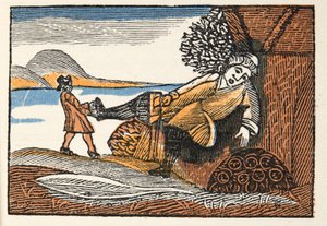 Mały kciuk z historii lub opowieści minionych czasów opowiadanych przez Mother Goose, With Morals, M Perrault, wyd. 1925 (ręcznie barwiony drzeworyt) autorstwa French School
