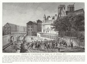 Splądrowanie pałacu arcybiskupa Paryża, 15 lutego 1831 r. autorstwa French School