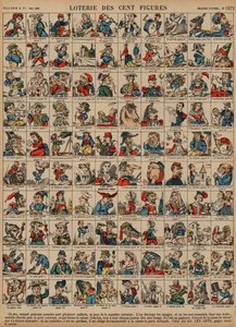 Loteria stu figurek (kolorowy grawer) autorstwa French School