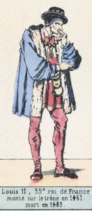 Ludwik 11, 55 król Francji, wstąpił na tron ​​w 1461, zmarł w 1483 (kolorowa rycina) autorstwa French School