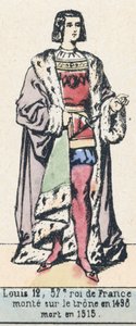 Ludwik 12, 57 król Francji, wstąpił na tron ​​1498, zmarł 1515 (kolorowa rycina) autorstwa French School