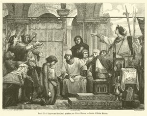 Ludwik IX i Enguerrand de Couci (grafika) autorstwa French School