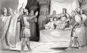 Ludwik I (778-840) Pobożny na dworze, z „Histoire de France” Colarta, wydana ok. 1840 r. autorstwa French School