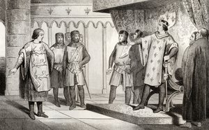 Liudvikas VIII (1187–1226) Liūtas priima pasiuntinį iš savo priešo Henriko III (1207–1272) iš Anglijos, iš Colarto „Histoire de France“, išleisto apie 1840 m. autorstwa French School