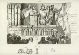 Ludwik VII podnoszący poparcie dla drugiej krucjaty, c1147 autorstwa French School