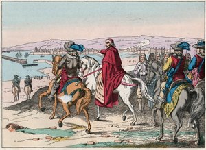 Ludwik XIII (1601-1643) i kardynał Richelieu w siedzibie La Rochelle, place d