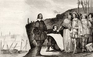 Ludwik XIII (1602-43) podczas oblężenia La Rochelle w październiku 1628 r., z "Histoire de France" Colarta, wydanej ok. 1840 r. autorstwa French School