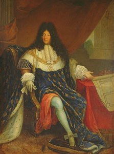 Ludwik XIV (1638-1715) trzymający plan Maison Royale de Saint-Cyr