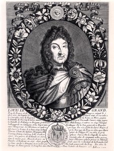 Ludwik XIV (1638-1715) król Francji, ok. 1680 (rycina) (zdjęcie czarno-białe) autorstwa French School