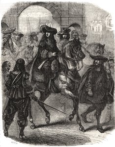 Ludwik XIV (1638-1715) i jego żona Marie Therese (Marie-Therese) z Austrii (1638-1683) wkroczyli do Paryża w 1660 roku. Grawerowanie w „”Histoire de France”” L.-P. Anguetil autorstwa French School