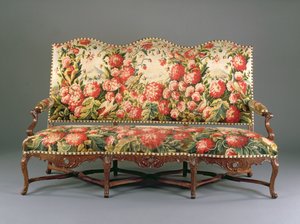 Ludwik XIV Canape, ok. 1710 (rzeźbiony orzech i gobelin) (patrz także 220170) autorstwa French School