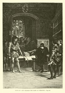 Ludwik XI i Karol Rash w Peronne autorstwa French School