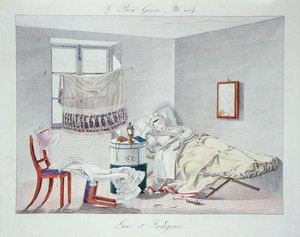 Luksus i ubóstwo, płyta 104 z „Le Bon Genre”, początek XIX w. (kolorowa rycina) autorstwa French School