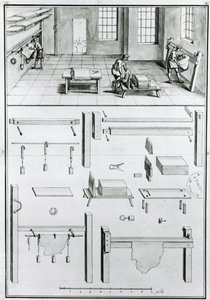 MS 1064 fol 11 Descriptions of Arts & Crafts autorstwa Denisa Diderota (1713-84), opublikowany ok. 1770 r. (zdjęcie czarno-białe) autorstwa French School