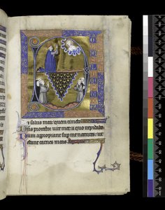 MS 300 f.26r, Dawid modli się do Boga, folio z Psałterza i Godzin Izabeli Francuskiej, Paryż, ok. 1265-70 (pióro i tusz oraz tempera na pergaminie) autorstwa French School