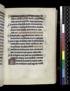 MS 300 f.75r, z Psałterza i Godzin Izabeli Francuskiej, Paryż, ok. 1265-70 (pióro i tusz oraz tempera na pergaminie) autorstwa French School