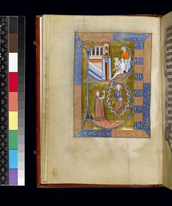 MS 300 f.XIII, folio z Psałterza i Godzin Izabeli Francuskiej, Paryż, ok. 1265-70 (pióro i tusz oraz tempera na pergaminie) autorstwa French School