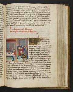 MS Hunter 252 143r Strona z Hundred New News, c.1461-62 autorstwa French School