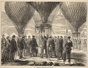 M. Gambetta rusza do Tours, ilustracja z Historii wojny między Francją i Niemcami w Cassells, 1870-1871 autorstwa French School