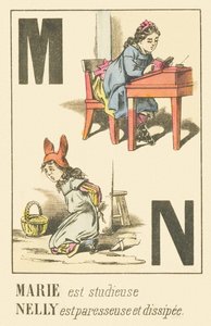 M N: Marie jest pilna Nelly jest leniwa i rozproszona autorstwa French School