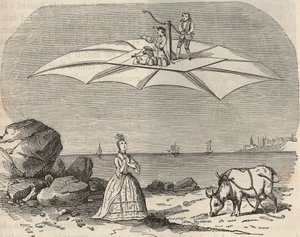 Maszyna (Szybowiec) Samuel Musgrave (1732-1780) Grawerowanie w „”Nauki do dyspozycji wszystkich – Popularna fizyka i chemia”” Alexis Clerc – Koniec XIX wieku – Kolekcja prywatna autorstwa French School