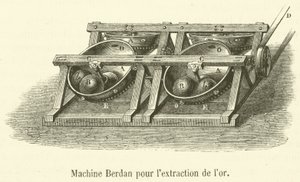 Maszyna Berdan do wydobycia złota (grawerowanie) autorstwa French School