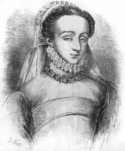 Madame de Sauve (jedna z kobiet używanych przez Katarzynę Medyceuszy (Caterina de Medici) do prowadzenia notatek na temat dworzan). Znana również jako Charlotte de Beaune, baronowa de Sauve, a później jako markiza de Noirmoutier, kochanka Henryka IV. W „”  autorstwa French School