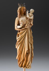 Madonna z Dzieciątkiem, c.1260-1290 (kość słoniowa i metal) autorstwa French School