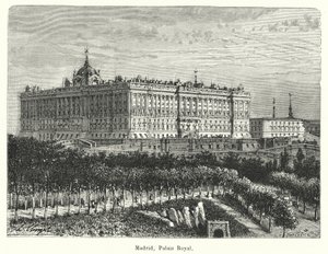 Madryt, Palais Royal (grawerowanie) autorstwa French School