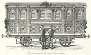 Wagon pocztowy na kolejach francuskich (grawerowanie) autorstwa French School