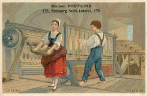 Karta handlowa Maison Fontaine, przędzenie wełny autorstwa French School
