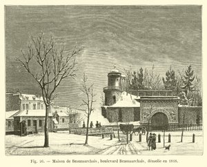 Maison de Beaumarchais, bulwar Beaumarchais, zburzony w 1818 r. autorstwa French School