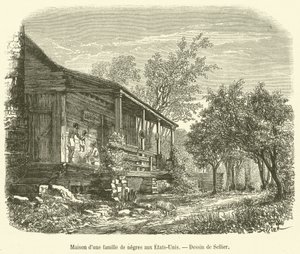 Dom czarnej rodziny w Stanach Zjednoczonych (grawerunek) autorstwa French School
