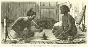 Malajowie, palacze opium (grawerowanie) autorstwa French School