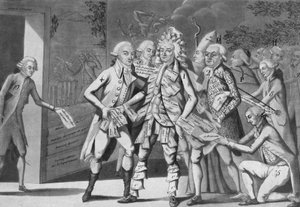 Mężczyzna w cesjonariuszach:... grupa deputowanych szukających Brissotera” (Jacques Pierre Brissot de Warville 1754-1793) Anonim. Wydrukować. 1791 autorstwa French School