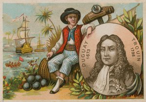 Mężczyzna w Brazylii trzymający portret Duguay-Trouin autorstwa French School