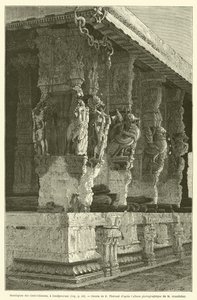 Mandapam stu kolumn, w Condjeveram (grawerowanie) autorstwa French School
