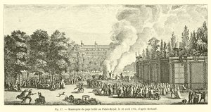 Manekin papieża spalony w Palais-Royal 16 kwietnia 1791 r. wg Bertault autorstwa French School