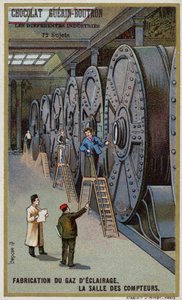 Produkcja gazu do oświetlenia. Hala licznikowa (chromolitho) autorstwa French School