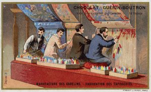 Produkcja gobelinów w Manufakturze Gobelinów (chromolitho) autorstwa French School