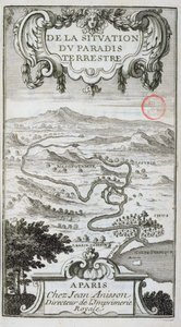 Mapa z De La Situation du Paradis Terres, 1691