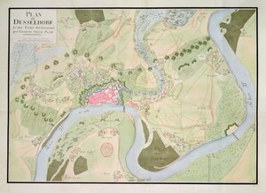 Mapa Dusseldorfu i ufortyfikowanych obozowisk autorstwa French School