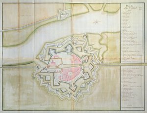 Mapa Sas van Gent, Holandia, 1747 (pióro, atrament i toaleta na papierze)