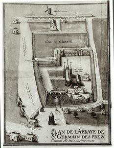 Mapa opactwa Saint-Germain-des-Pres, 1713 (atrament i gwasz na papierze) autorstwa French School